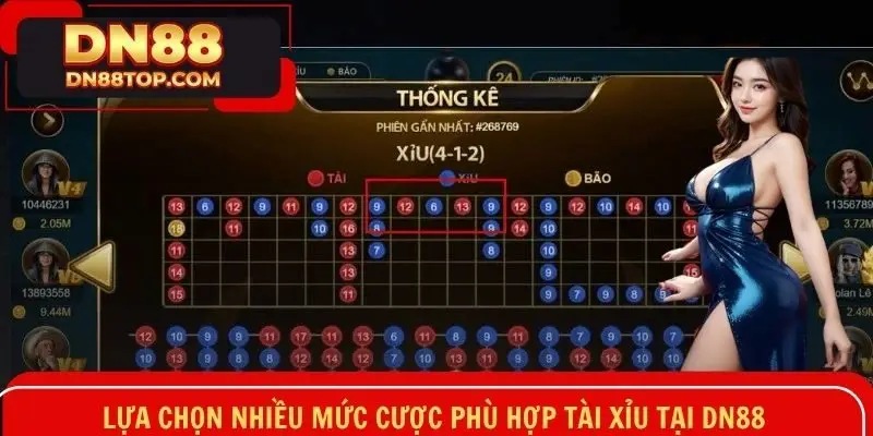 Lựa chọn nhiều mức cược phù hợp tài xỉu tại DN88